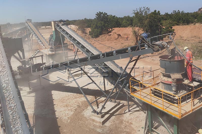 Équipement de concassage de granulats en carrière