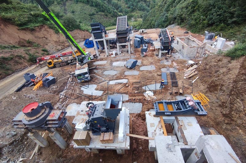 Installation de concasseur de pierre dans une carrière