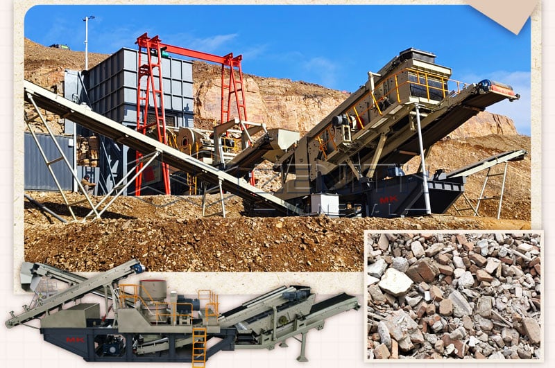 Installation mobile de concassage et de criblage pour recyclage béton 